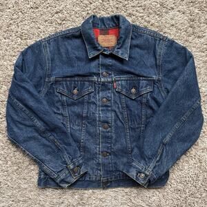 Vintage 80’s Levis Denim Jacket Flannel Lined Plaid Type 3 USA 70707 Size 18 / S
